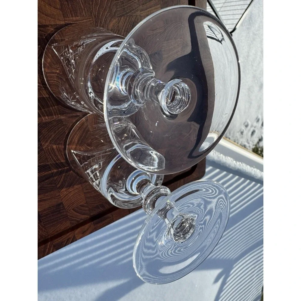 Set 2 Csopak Claret Wine AJKA Glass Crystal Cup Goblet RETIRED Pinwheel EUC